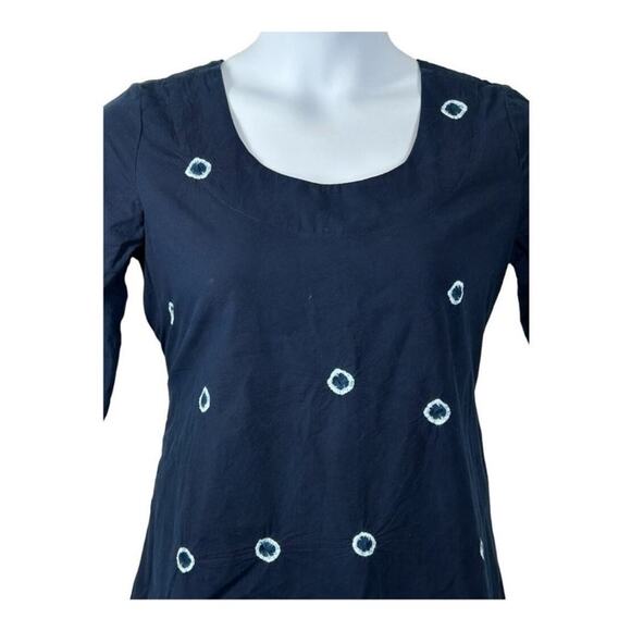 Twine X Prabartana Silk Cotton Blend Tunic Mini Dress Navy Blue, Tie-Dye, Medium - Picture 3 of 15